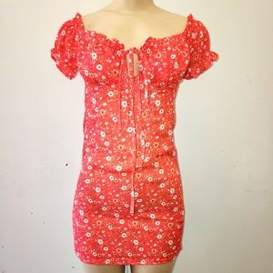 Red floral dress